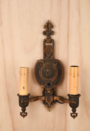 Black Distressed Two Candle Wall Sconce