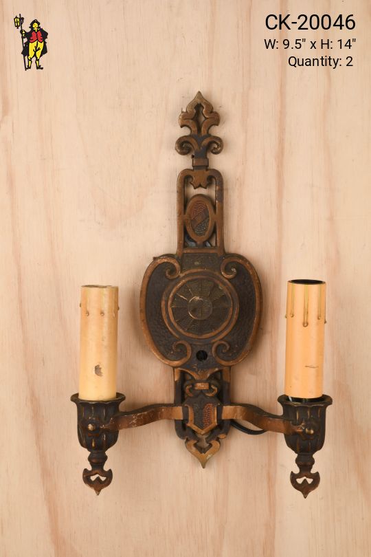 Black Distressed Two Candle Wall Sconce