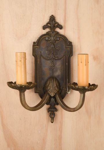 Distressed Two Candle Gothic Wall Sconce