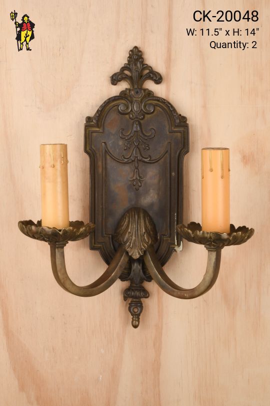 Distressed Two Candle Gothic Wall Sconce