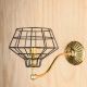 Polished Brass Single Light Faux-Oil/Gaslight Wall Sconce w/Black Cage #0