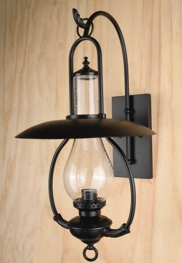 Black One Light Faux-Oil/Gaslight Exterior Wall Light