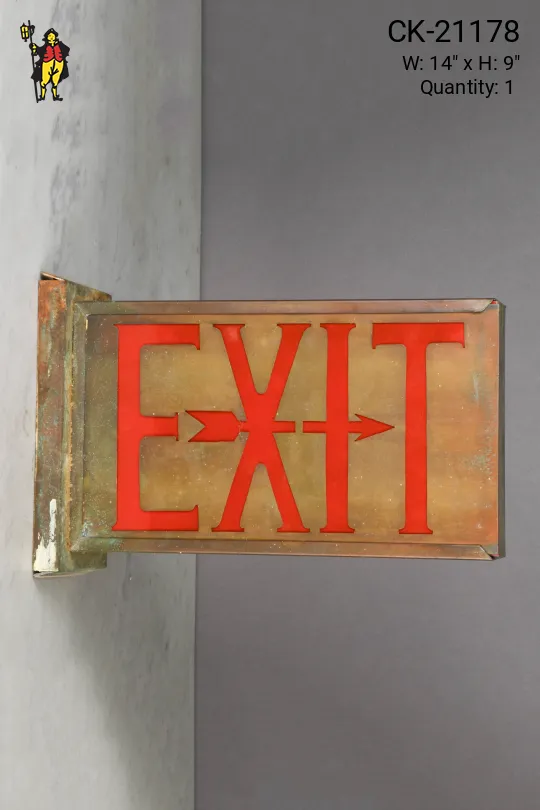 Distressed Metal Vintage Two Sided Wall Mounted Exit Sign
