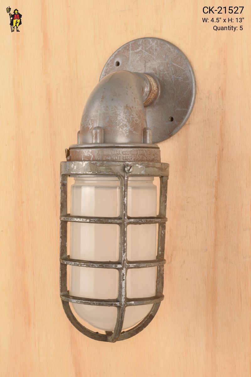 Distressed Metal Cage Wall Light W Frosted Glass Wall Lights Photo Inspiration