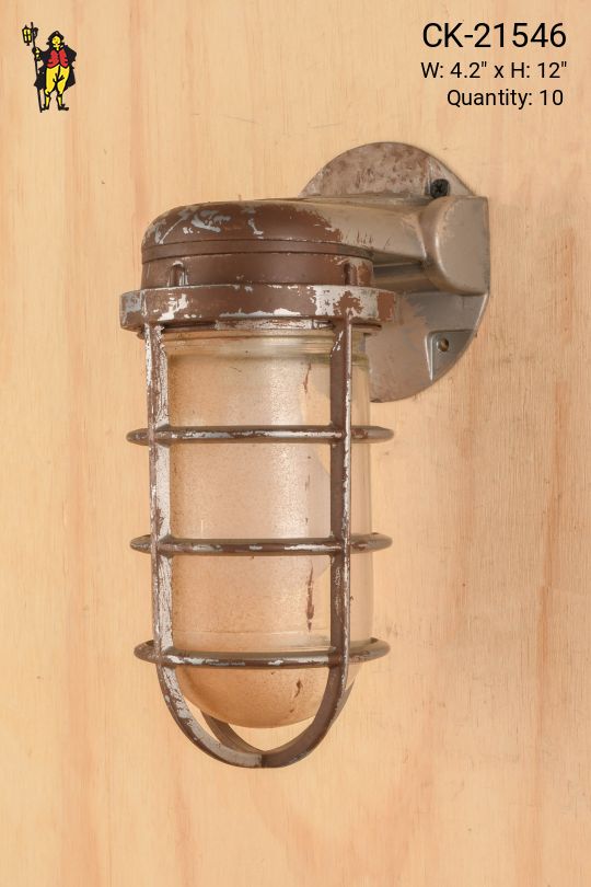 Distressed Caged Vapor Proof Wall Light