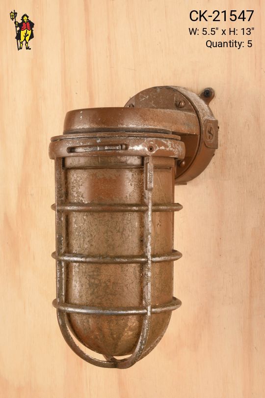Distressed Oversized Vapor Proof Caged Wall Light