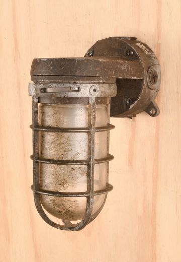 Distressed Caged Vapor Proof Wall Light