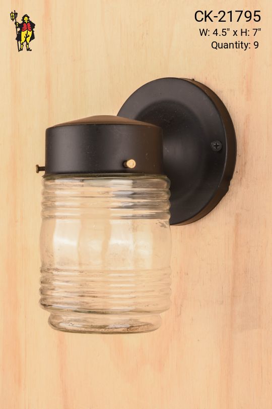 Black "Jelly Jar" Downlight Wall Sconce