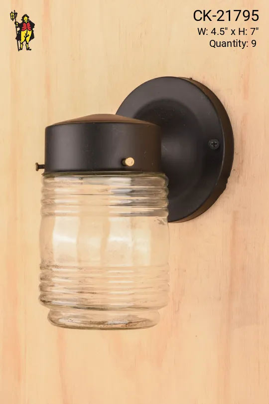 Black "Jelly Jar" Downlight Wall Sconce
