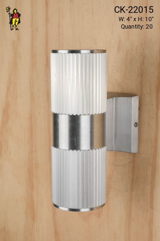 Nickel Ribbed Up-Down Can Wall Sconce