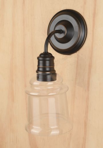Bronze One Light Wall Sconce w/Clear Glass Shade