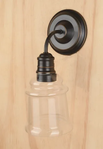 Bronze One Light Wall Sconce w/Clear Glass Shade