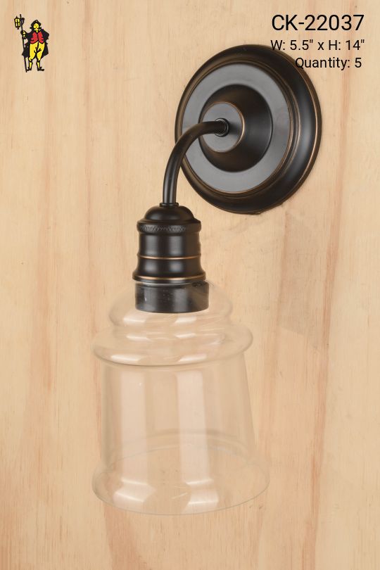 Bronze One Light Wall Sconce w/Clear Glass Shade