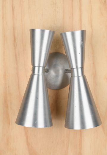 Nickel Up-Down Two Headed Mid Century Wall Sconce