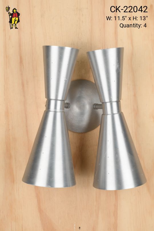 Nickel Up-Down Two Headed Mid Century Wall Sconce