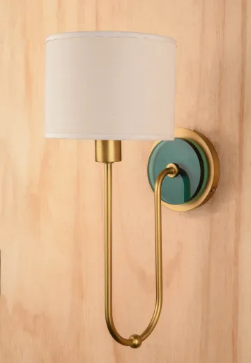 Green Glass Backplate Brass One Light Wall Sconce