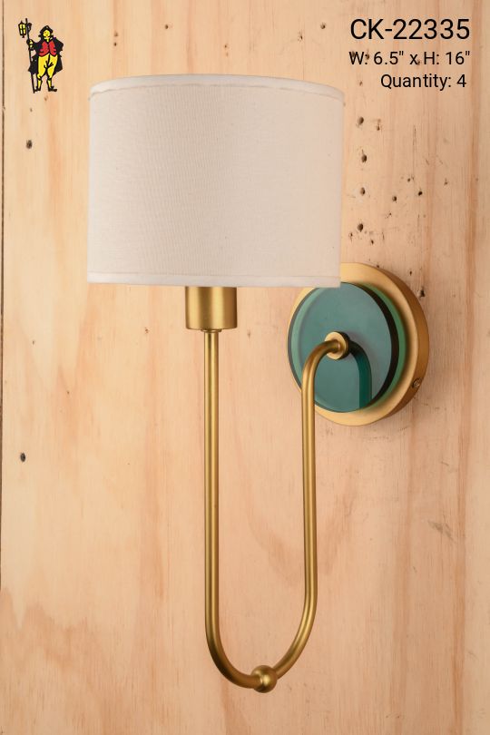 Green Glass Backplate Brass One Light Wall Sconce