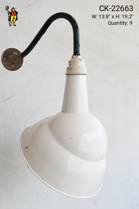 White Billboard Down Light Metal Shade On A Curved Arm