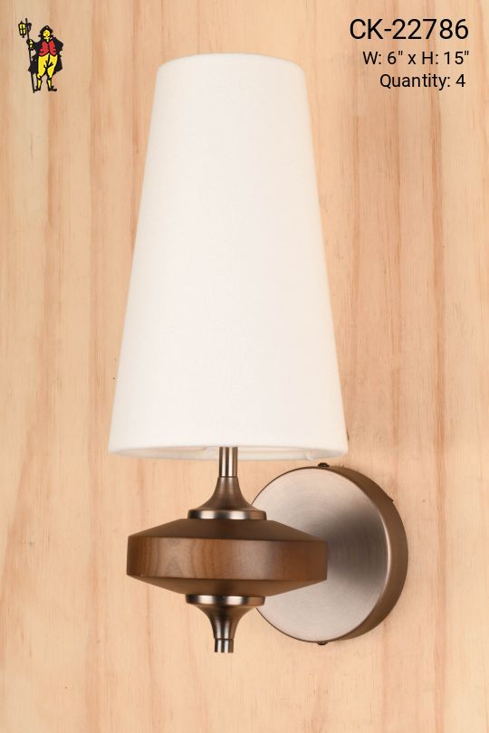 Fabric Shaded Mid Century Wooden Wall Sconce