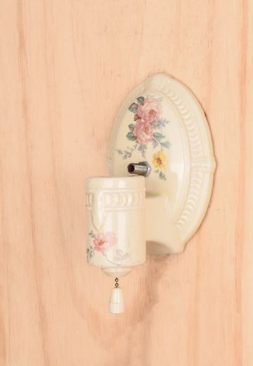 Floral Porcelain One Light Exposed Bulb Wall Sconce