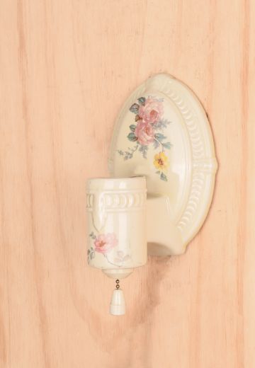 Floral Porcelain One Light Exposed Bulb Wall Sconce