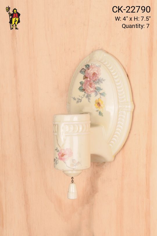 Floral Porcelain One Light Exposed Bulb Wall Sconce