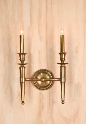 Antique Brass Two Candle Traditional Wall Sconce