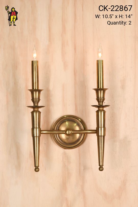Antique Brass Two Candle Traditional Wall Sconce