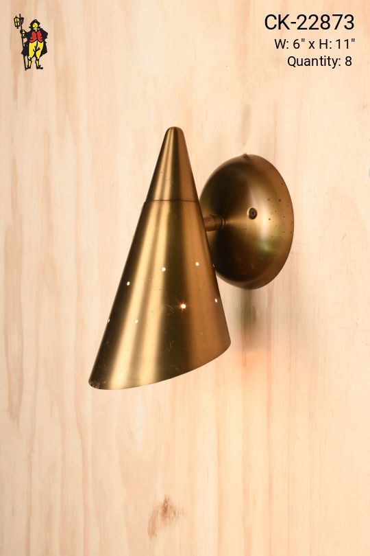 Pierced Antique Brass Mid Century Bullet Reflector Directional Wall Sconce