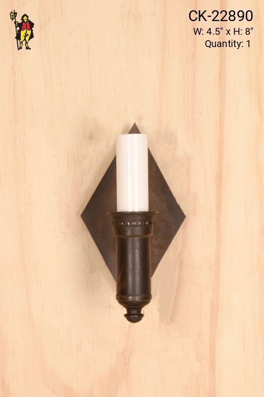 Deco Triangular Backplate Single Candle Wall Sconce