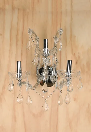 Crystal Three Light Ornate Wall Sconce