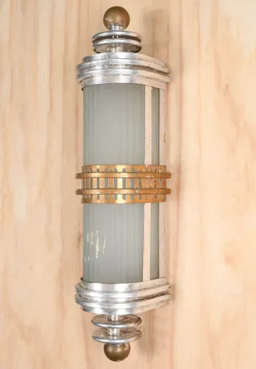 26" Art Deco Nickel & Gold Flake Wall Sconce