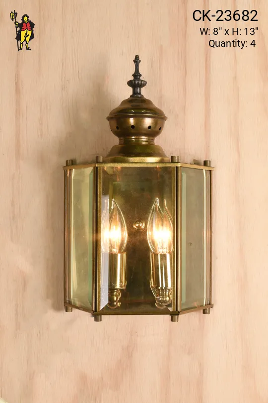Rectangular Polished Brass Wall Lantern