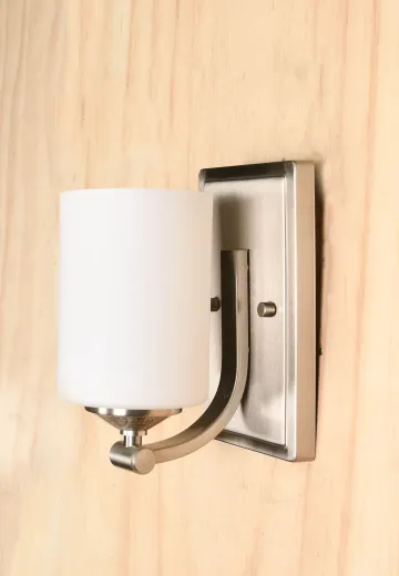 Contemporary Nickel & Glass Wall Sconce