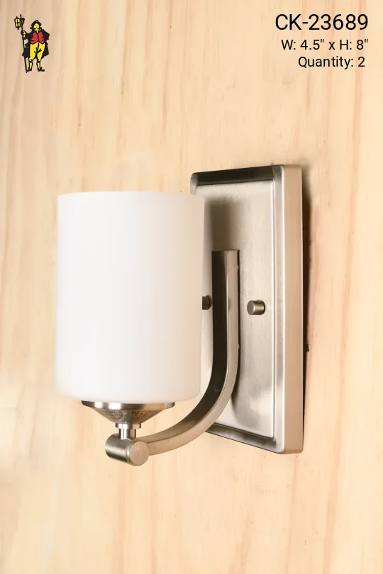 Contemporary Nickel & Glass Wall Sconce