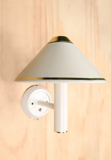White Metal Shaded One Light Post Modern Wall Sconce