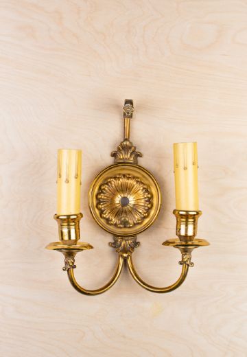 Two Candle Wall Sconce With Floral Backplate