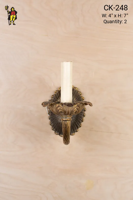 Bronze Floral Single Candle Wall Sconce