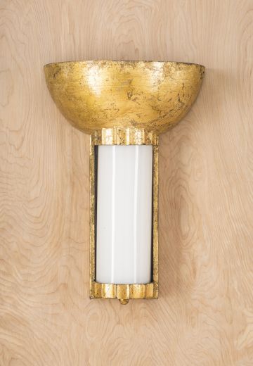 Brass Bowl Sconce w/Frosted Glass Stem Shade