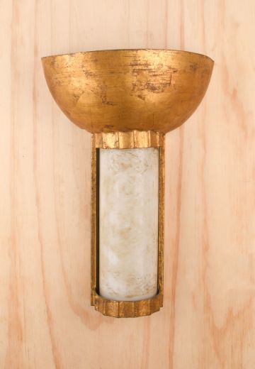 Brass Bowl Sconce w/Frosted Glass Stem Shade