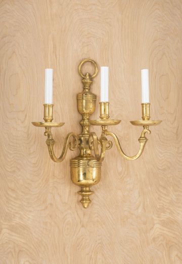 Brass Three Candle Wall Sconce