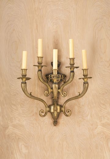 Brass Five Candle Wall Sconce