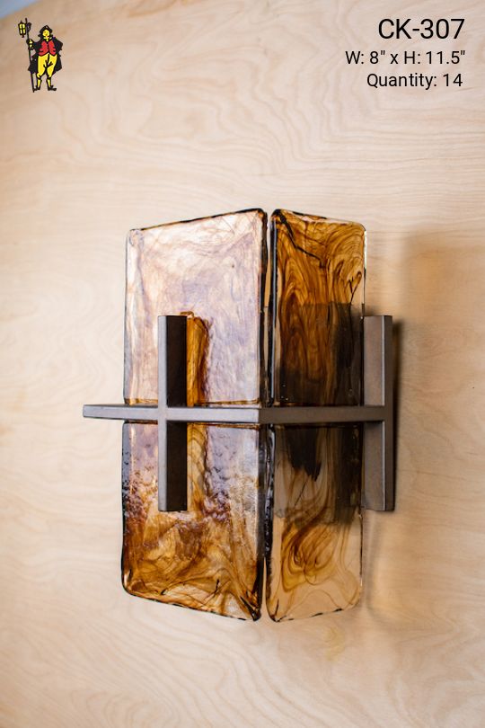 Amber Glass Shaded Wall Sconce