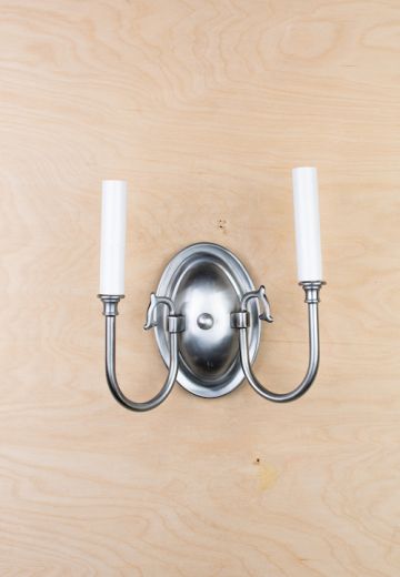 Simple Two Light Nickel Wall Sconce