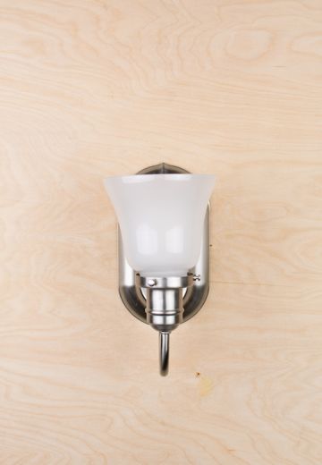 One Light Nickel Wall Sconce w/Frosted Shade