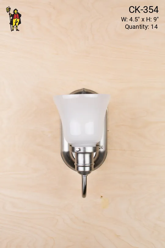 One Light Nickel Wall Sconce w/Frosted Shade