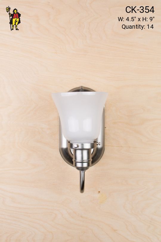 One Light Nickel Wall Sconce w/Frosted Shade