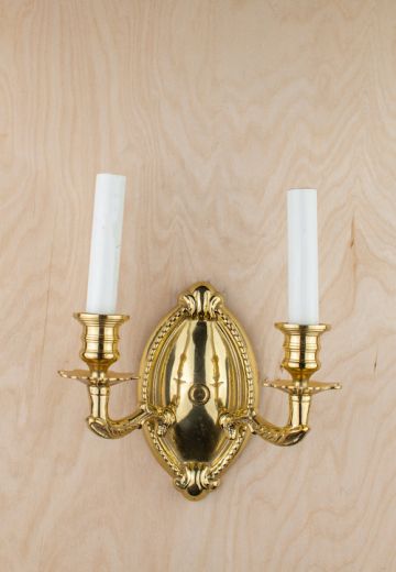 Deco Polished Brass Two Candle Wall Sconce