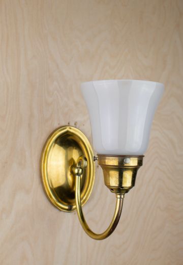 Curved Arm One Light Polished Brass Wall Sconce