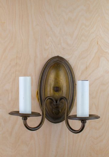 Two Candle Antique Brass Wall Sconce